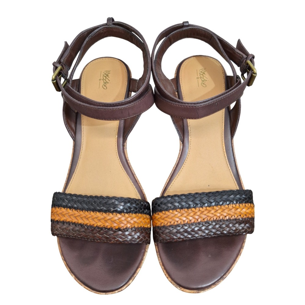 Mossimo 70s Style Brown Braided Strap Platform Wedge Sandals Women's Size 9.5